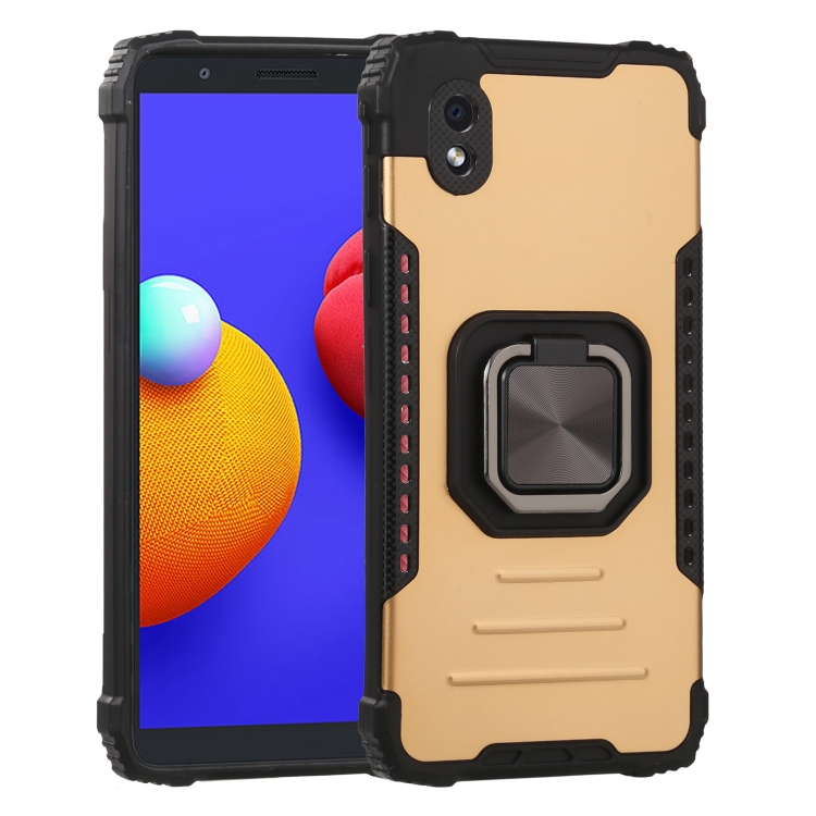 

For Samsung Galaxy A01 Core / M01 Core Fierce Warrior Series Armor All-inclusive Shockproof Aluminum Alloy + TPU Protective Case with Ring Holder(Gold)
