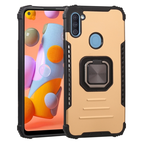 

For Samsung Galaxy A11 US Version Fierce Warrior Series Armor All-inclusive Shockproof Aluminum Alloy + TPU Protective Case with Ring Holder(Gold)