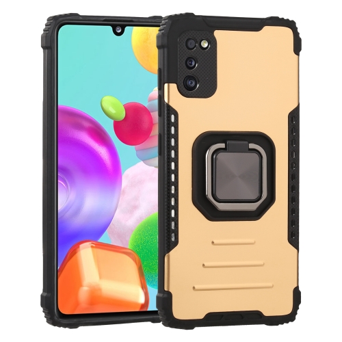 

For Samsung Galaxy A41 Fierce Warrior Series Armor All-inclusive Shockproof Aluminum Alloy + TPU Protective Case with Ring Holder(Gold)