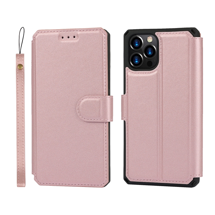

Plain Texture Horizontal Flip PU Leather Case with Holder & Card Slots & Photo Frame & Wallet & Strap For iPhone 12 / 12 Pro(Pink)