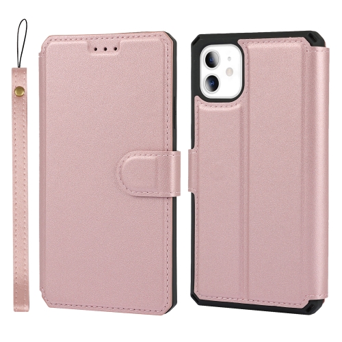 

Plain Texture Horizontal Flip PU Leather Case with Holder & Card Slots & Photo Frame & Wallet & Strap For iPhone 11(Pink)