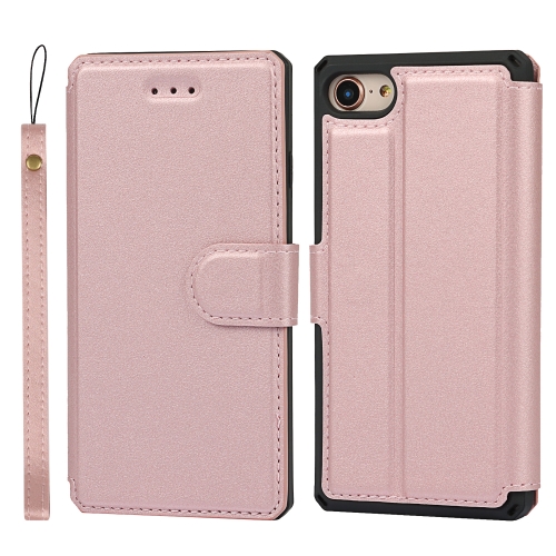 

Plain Texture Horizontal Flip PU Leather Case with Holder & Card Slots & Photo Frame & Wallet & Strap For iPhone 7 / 8 / SE 2020(Pink)