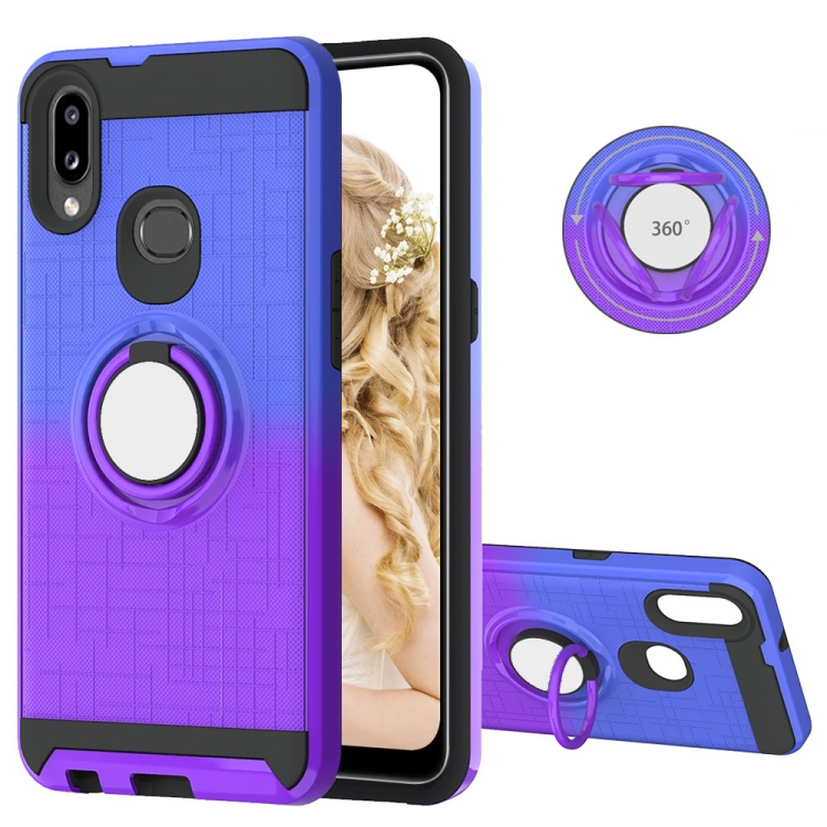 

For Galaxy A10s 2 In 1 PC + TPU Protective Case with 360 Degrees Rotate Ring Holder(Blue Purple)