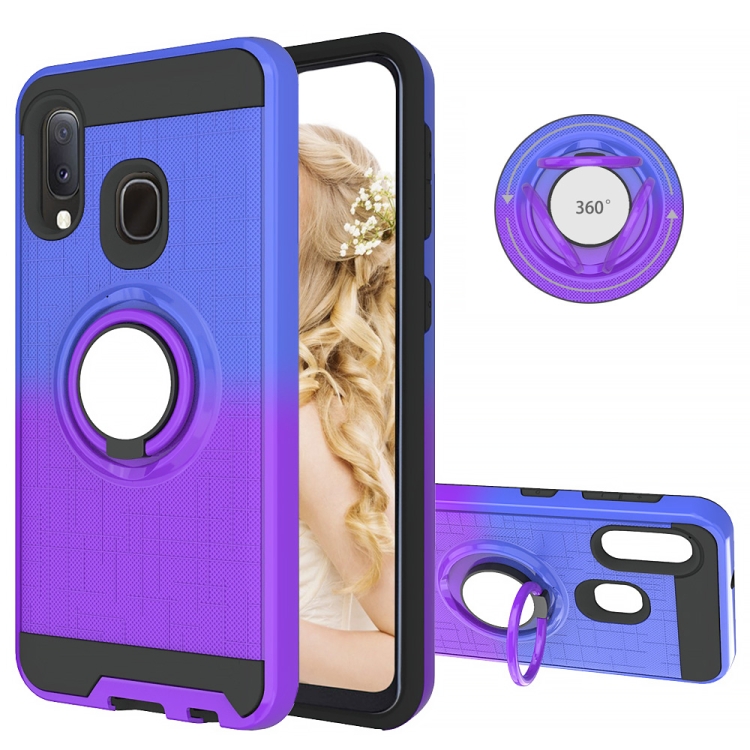 

For Galaxy A20e / A10e 2 In 1 PC + TPU Protective Case with 360 Degrees Rotate Ring Holder(Blue Purple)