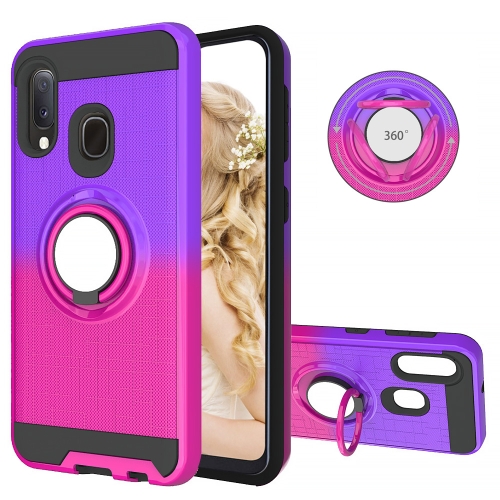 

For Galaxy A20e / A10e 2 In 1 PC + TPU Protective Case with 360 Degrees Rotate Ring Holder(Rose Red)