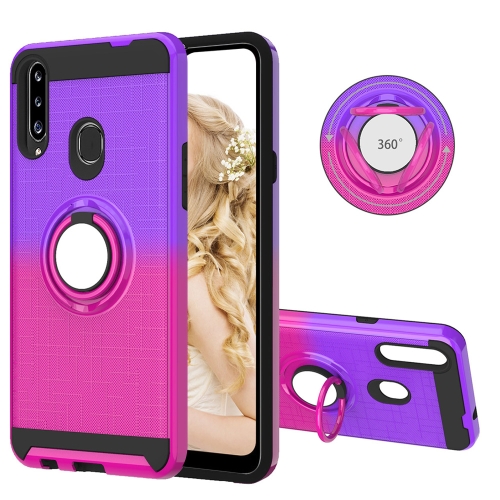 

For Galaxy A20s 2 In 1 PC + TPU Protective Case with 360 Degrees Rotate Ring Holder(Rose Red)