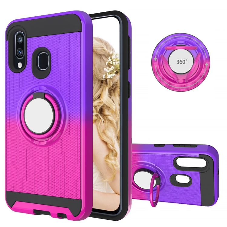

For Galaxy A40 2 In 1 PC + TPU Protective Case with 360 Degrees Rotate Ring Holder(Rose Red)