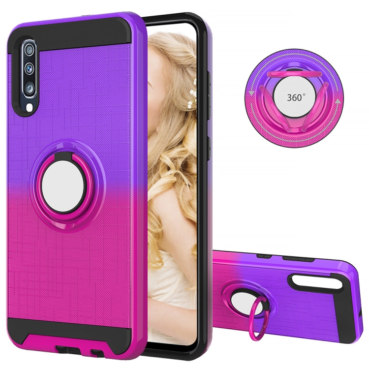 

For Galaxy A70 2 In 1 PC + TPU Protective Case with 360 Degrees Rotate Ring Holder(Rose Red)