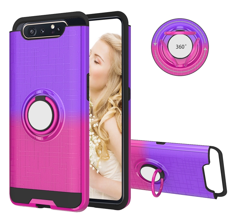 

For Galaxy A80 / A90 2 In 1 PC + TPU Protective Case with 360 Degrees Rotate Ring Holder(Rose Red)