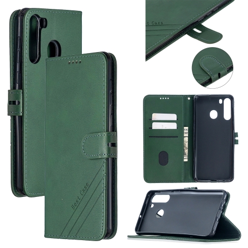 

For Samsung Galaxy A21 US Version Stitching Style 2-Color Cow Texture Horizontal Flip PU Leather Case with Holder & Card Slot & Lanyard(Green)