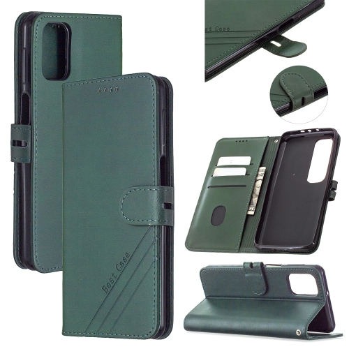 

For Samsung Galaxy M31s Stitching Style 2-Color Cow Texture Horizontal Flip PU Leather Case with Holder & Card Slot & Lanyard(Green)