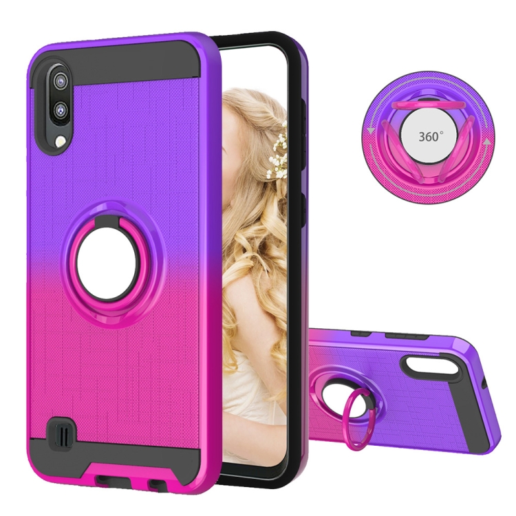 

For Galaxy M10 / A10 2 In 1 PC + TPU Protective Case with 360 Degrees Rotate Ring Holder(Rose Red)