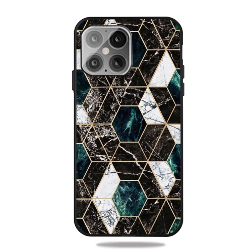 

Frosted Fashion Marble Shockproof TPU Protective Case For iPhone 13 mini(Hexagon Black)