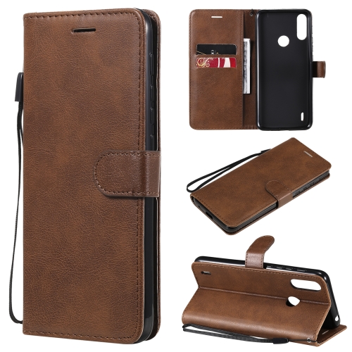 

For Motorola Moto E7 Power Solid Color Horizontal Flip Protective Leather Case with Holder & Card Slots & Wallet & Photo Frame & Lanyard(Brown)