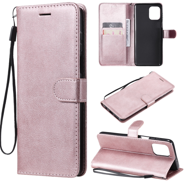 

For Motorola Edge S 4G Solid Color Horizontal Flip Protective Leather Case with Holder & Card Slots & Wallet & Photo Frame & Lanyard(Rose Gold)