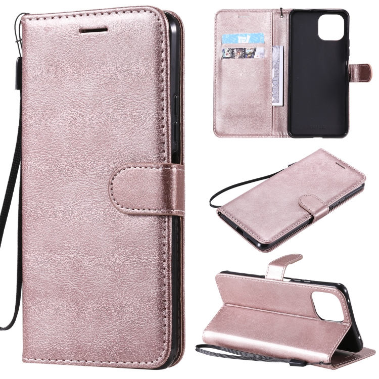 

For Xiaomi Mi 11 Lite Solid Color Horizontal Flip Protective Leather Case with Holder & Card Slots & Wallet & Photo Frame & Lanyard(Rose Gold)
