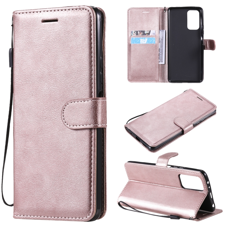 

For Xiaomi Redmi Note 10 Pro 4G Solid Color Horizontal Flip Protective Leather Case with Holder & Card Slots & Wallet & Photo Frame & Lanyard(Rose Gold)