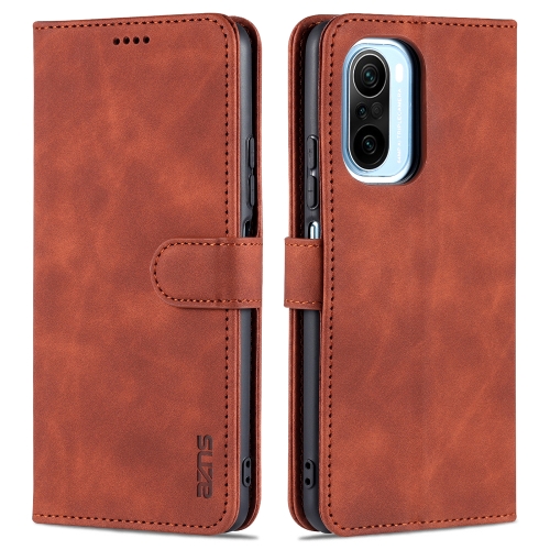 

For Xiaomi Redmi K40 Pro AZNS Skin Feel Calf Texture Horizontal Flip Leather Case with Card Slots & Holder & Wallet(Brown)