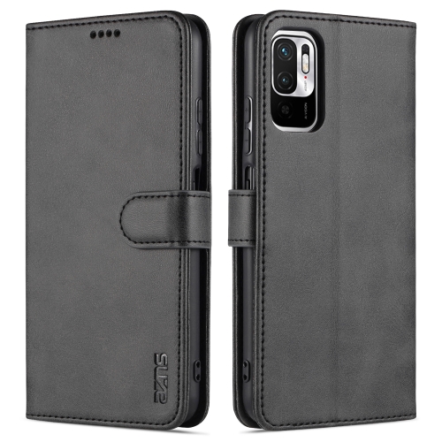 

For Xiaomi Poco M3 Pro 5G AZNS Skin Feel Calf Texture Horizontal Flip Leather Case with Card Slots & Holder & Wallet(Black)