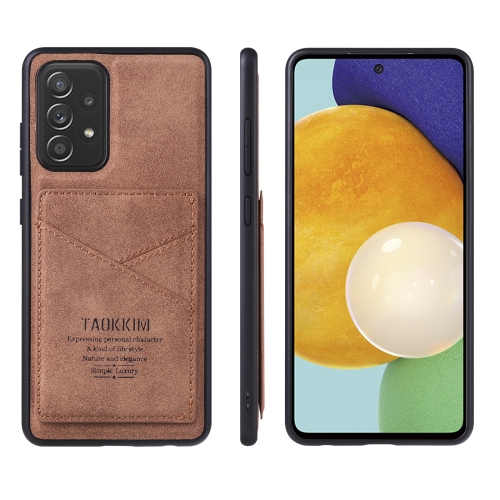 

For Samsung Galaxy A02s TAOKKIM Retro Matte PU Leather + PC + TPU Shockproof Back Cover Case with Holder & Card Slot(Brown)