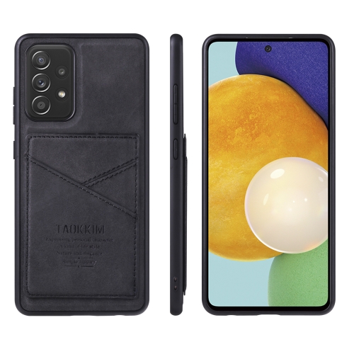 

For Samsung Galaxy A02s TAOKKIM Retro Matte PU Leather + PC + TPU Shockproof Back Cover Case with Holder & Card Slot(Black)