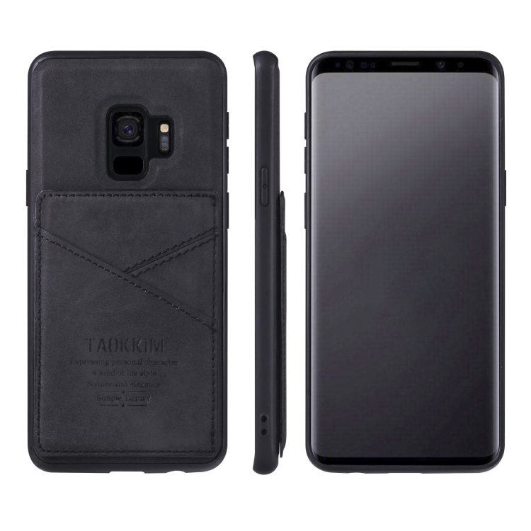 

For Samsung Galaxy S9+ TAOKKIM Retro Matte PU Leather + PC + TPU Shockproof Back Cover Case with Holder & Card Slot(Black)