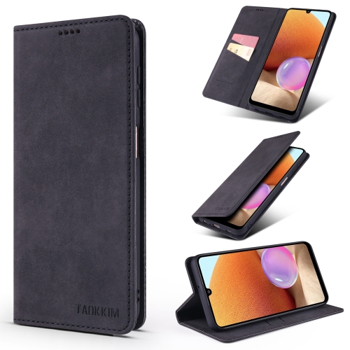 

For Samsung Galaxy A32 4G / A32 Lite TAOKKIM Retro Matte PU Horizontal Flip Leather Case with Holder & Card Slots(Black)