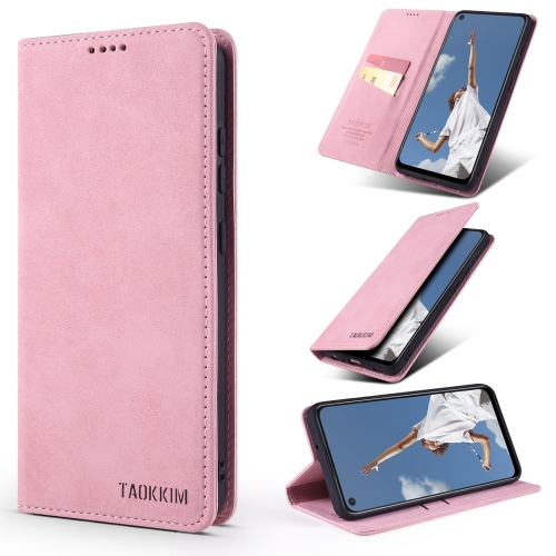 

For Samsung Galaxy A52 5G / 4G TAOKKIM Retro Matte PU Horizontal Flip Leather Case with Holder & Card Slots(Pink)