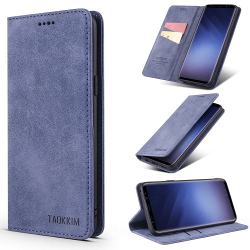 

For Samsung Galaxy S9+ TAOKKIM Retro Matte PU Horizontal Flip Leather Case with Holder & Card Slots(Blue)