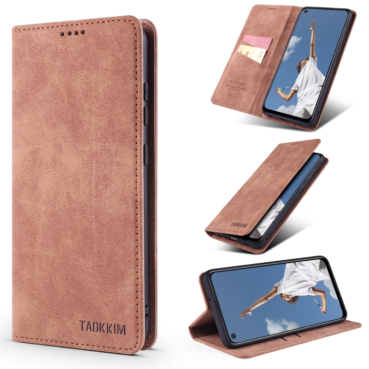 

For Samsung Galaxy S20 TAOKKIM Retro Matte PU Horizontal Flip Leather Case with Holder & Card Slots(Brown)