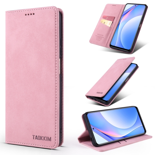 

For Xiaomi Redmi Note 9T TAOKKIM Retro Matte PU Horizontal Flip Leather Case with Holder & Card Slots(Pink)