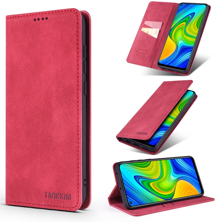 

For Xiaomi Redmi Note 9 / 10X TAOKKIM Retro Matte PU Horizontal Flip Leather Case with Holder & Card Slots(Red)