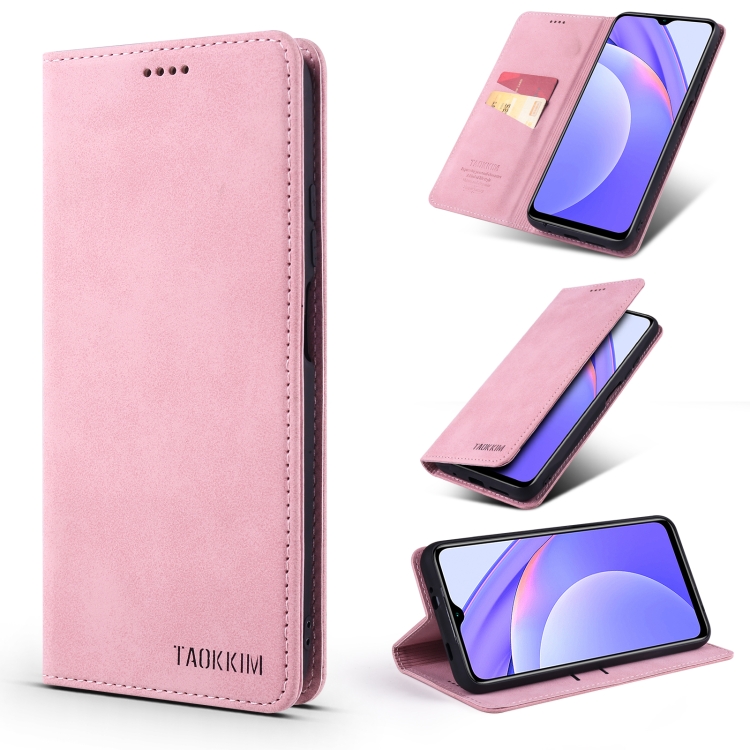 

For Xiaomi Redmi Note 10 Pro / Note 10 Pro Max TAOKKIM Retro Matte PU Horizontal Flip Leather Case with Holder & Card Slots(Pink)