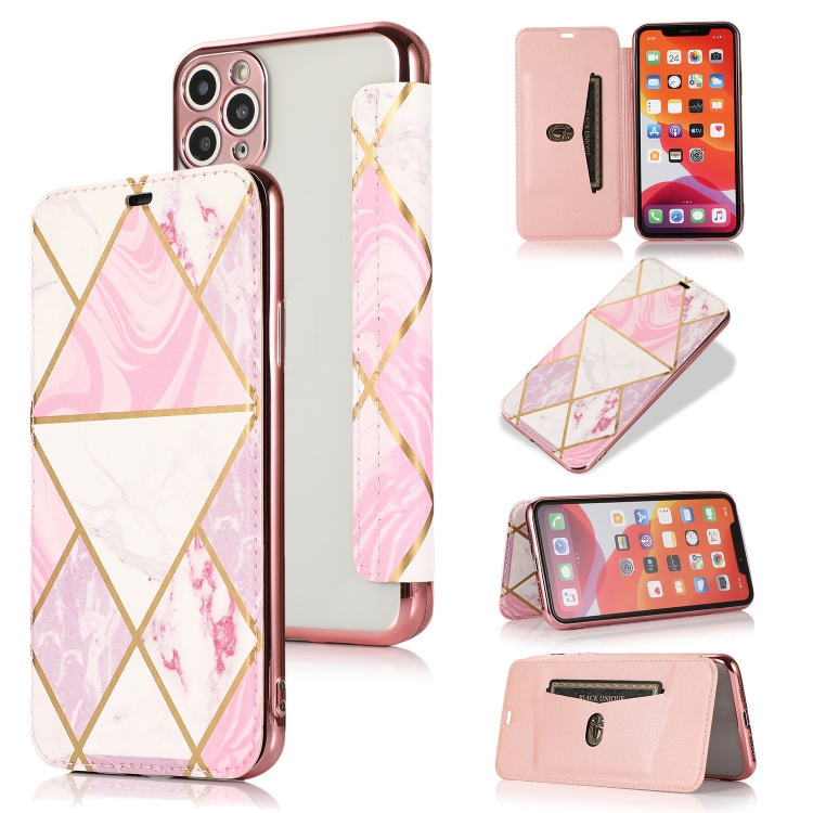 

Bronzing Plating PU + TPU Horizontal Flip Leather Case with Holder & Card Slot For iPhone 11 Pro(Pink White)