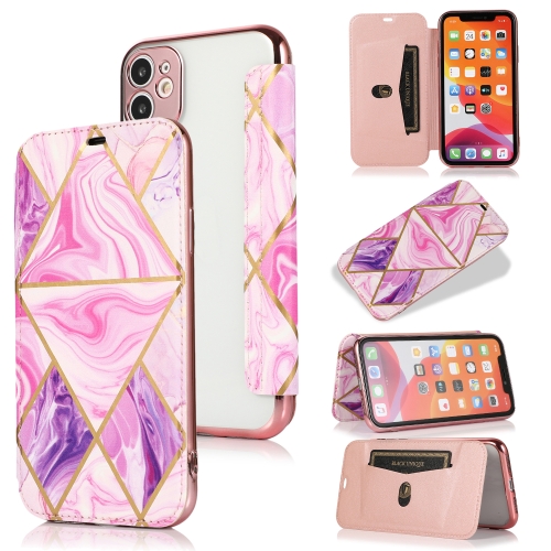 

Bronzing Plating PU + TPU Horizontal Flip Leather Case with Holder & Card Slot For iPhone 11(Pink Purple)