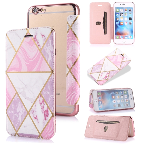 

Bronzing Plating PU + TPU Horizontal Flip Leather Case with Holder & Card Slot For iPhone 6 Plus & 6s Plus(Pink White)