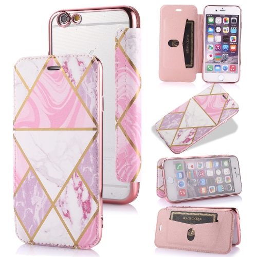 

Bronzing Plating PU + TPU Horizontal Flip Leather Case with Holder & Card Slot For iPhone 6 & 6s(Pink White)