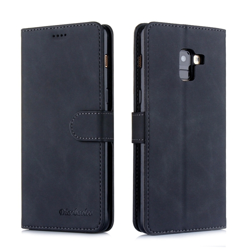 

For Galaxy A8 (2018) Diaobaolee Pure Fresh Texture Horizontal Flip Leather Case, with Holder & Card Slot & Wallet & Photo Frame(Black)