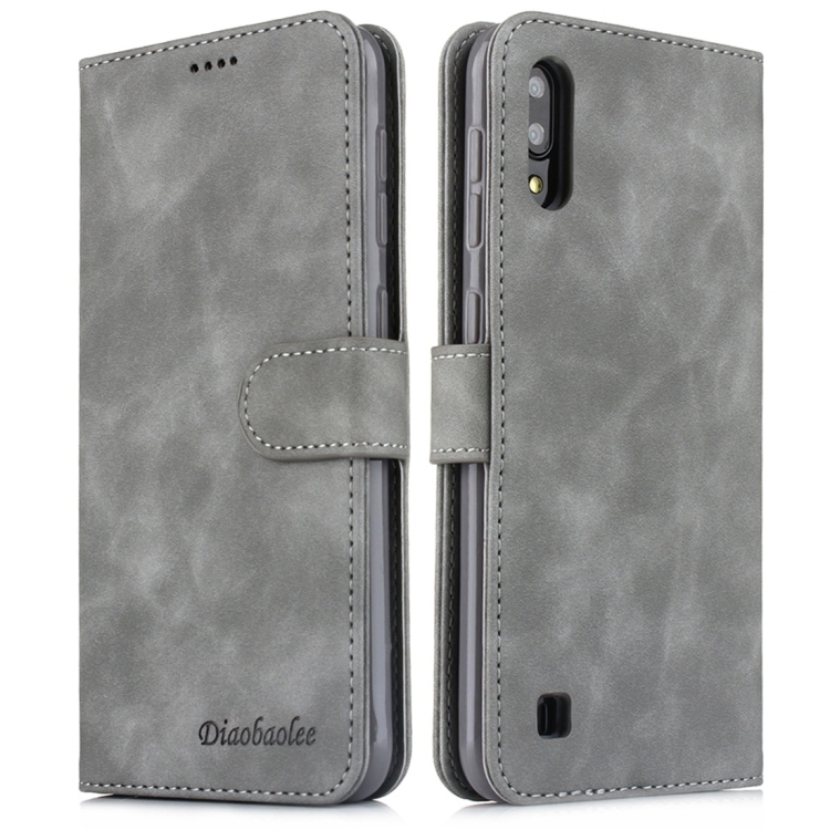 

For Galaxy A10 / M10 Diaobaolee Pure Fresh Texture Horizontal Flip Leather Case, with Holder & Card Slot & Wallet & Photo Frame(Grey)