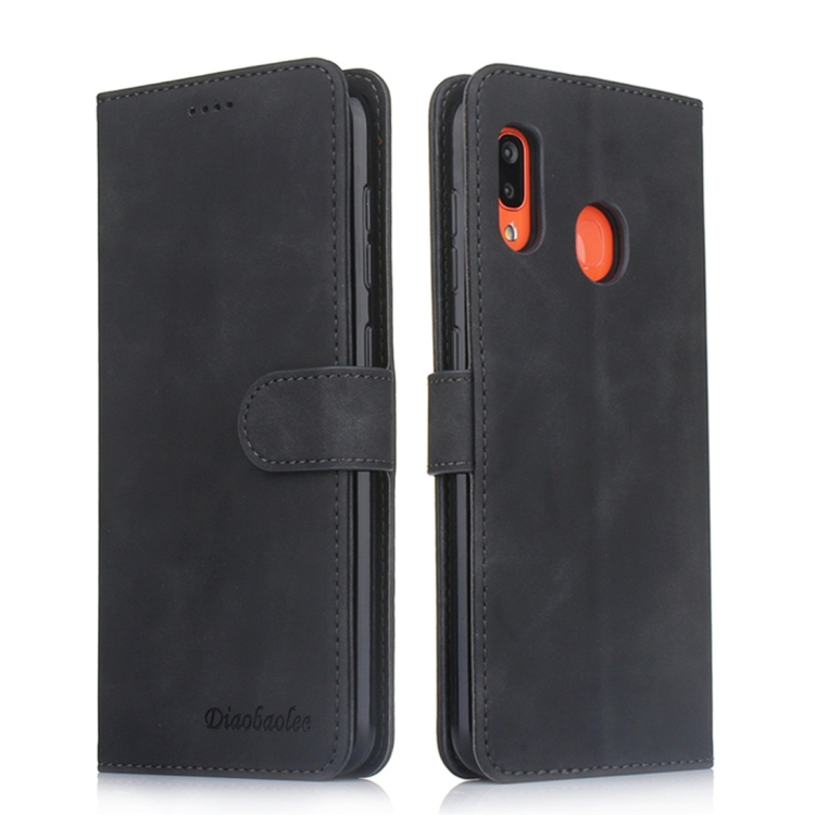 

For Galaxy A20 / A30 Diaobaolee Pure Fresh Texture Horizontal Flip Leather Case, with Holder & Card Slot & Wallet & Photo Frame(Black)