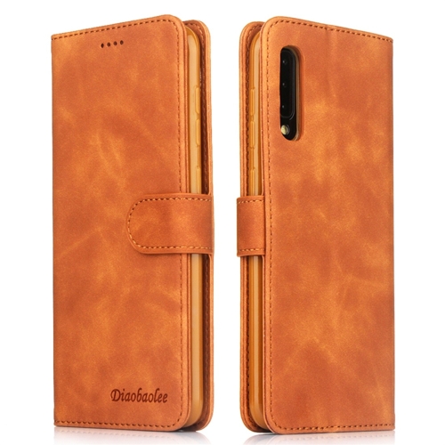 

For Galaxy A30s / A50s Diaobaolee Pure Fresh Texture Horizontal Flip Leather Case, with Holder & Card Slot & Wallet & Photo Frame(Yellow)