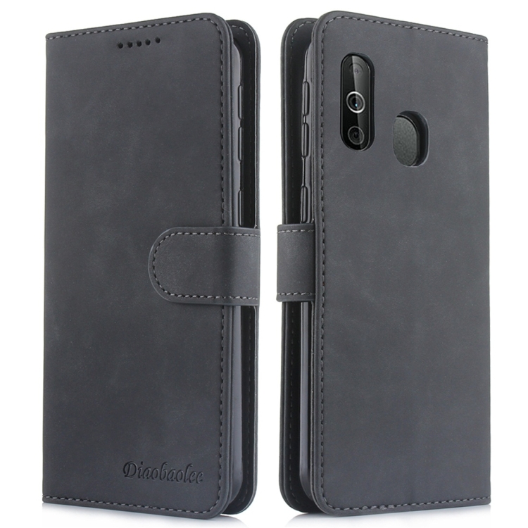 

For Galaxy A40 Diaobaolee Pure Fresh Texture Horizontal Flip Leather Case, with Holder & Card Slot & Wallet & Photo Frame(Black)