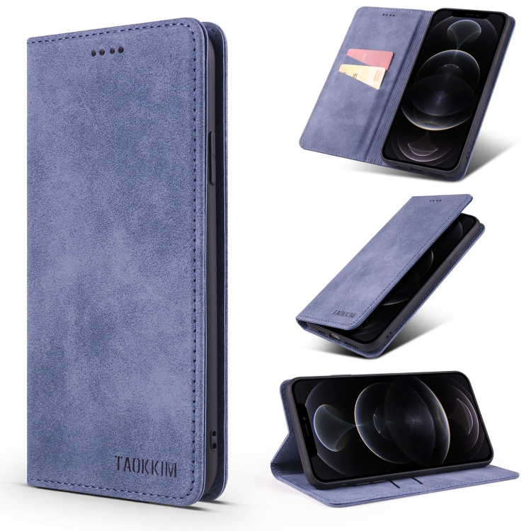 

TAOKKIM Retro Matte PU Horizontal Flip Leather Case with Holder & Card Slots For iPhone 11 Pro Max(Blue)