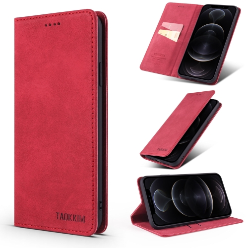 

TAOKKIM Retro Matte PU Horizontal Flip Leather Case with Holder & Card Slots For iPhone 11 Pro Max(Red)