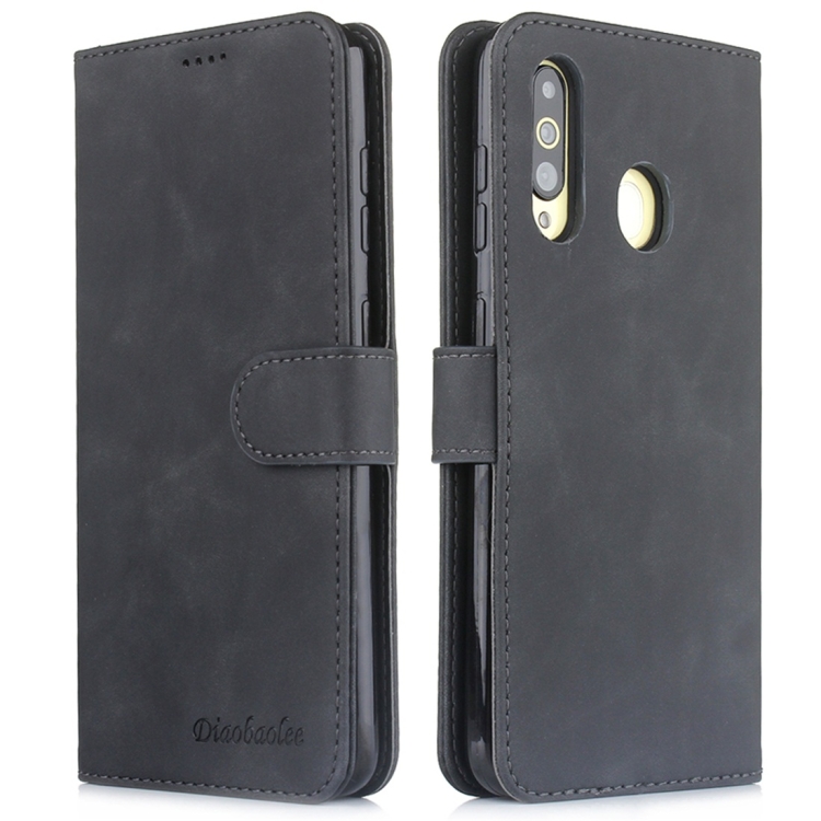 

For Galaxy A60 Diaobaolee Pure Fresh Texture Horizontal Flip Leather Case, with Holder & Card Slot & Wallet & Photo Frame(Black)