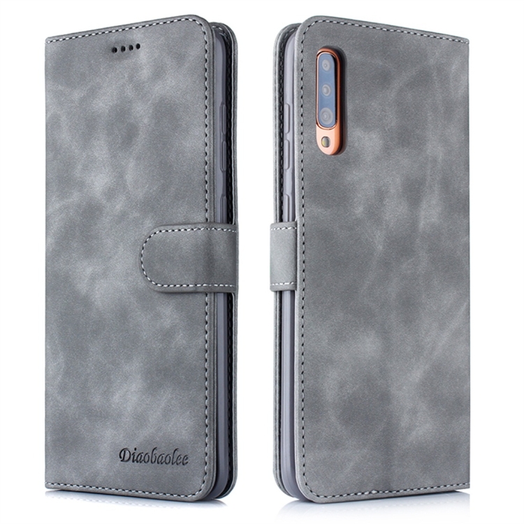 

For Galaxy A70 Diaobaolee Pure Fresh Texture Horizontal Flip Leather Case, with Holder & Card Slot & Wallet & Photo Frame(Grey)