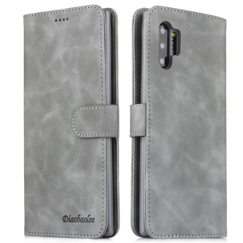 

For Galaxy Note 10+ Diaobaolee Pure Fresh Texture Horizontal Flip Leather Case, with Holder & Card Slot & Wallet & Photo Frame(Grey)
