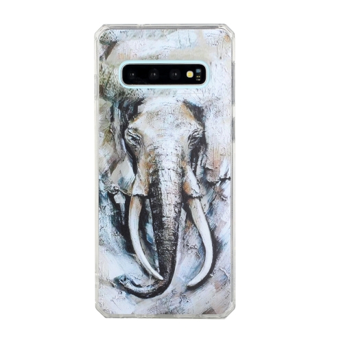 

For Samsung Galaxy S10+ Oil Painting Pattern TPU Shockproof Case(Elephant)