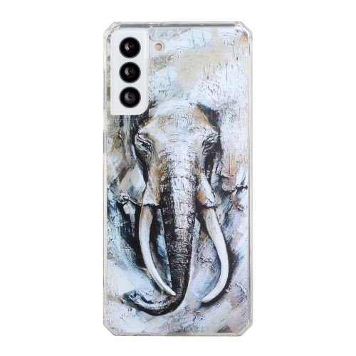 

For Samsung Galaxy S21 5G Oil Painting Pattern TPU Shockproof Case(Elephant)
