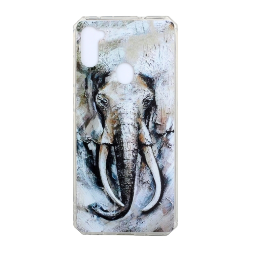 

For Samsung Galaxy A11 EU Version Oil Painting Pattern TPU Shockproof Case(Elephant)